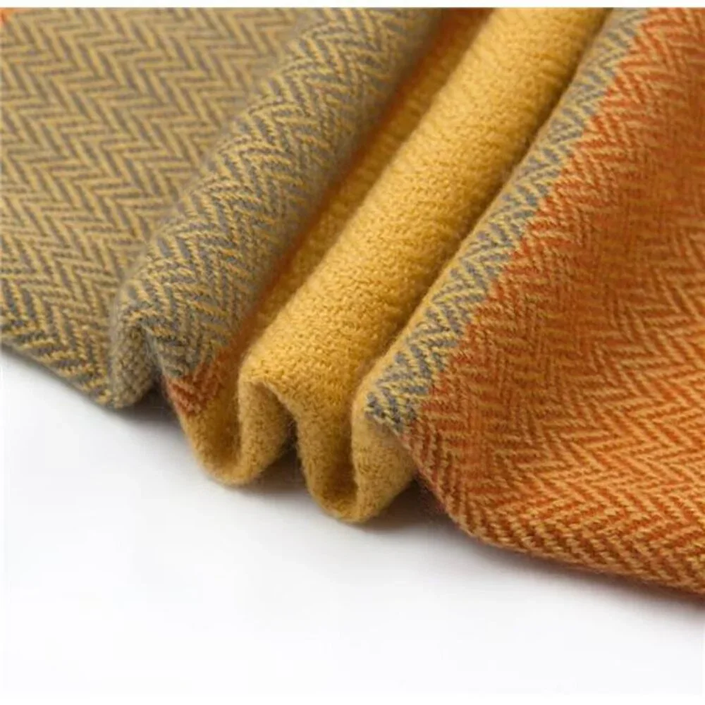 Classic Home Throw Blanket -Reversible Acrylic, Cozy Plaid Fringe, 50x67, Pumpkn